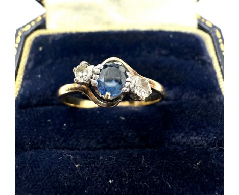 18ct Gold Antique Diamond And Sapphire Set  Ring (2g)