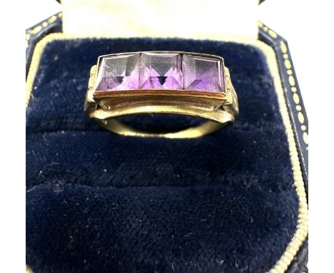 8ct Gold Vintage Square Cut Amethyst  Ring (2.7g)