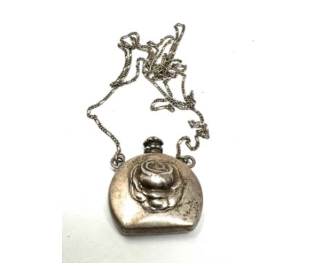 Vintage silver pendant perfume bottle necklace 14g