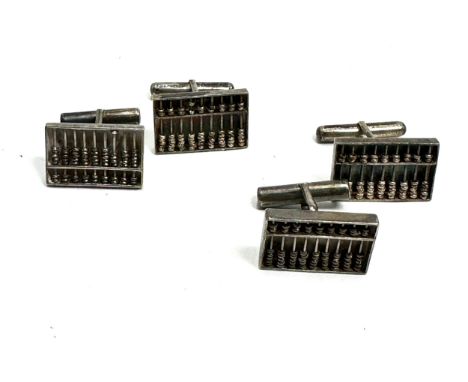 2 Vintage pairs of hong kong silver abacus design cufflinks