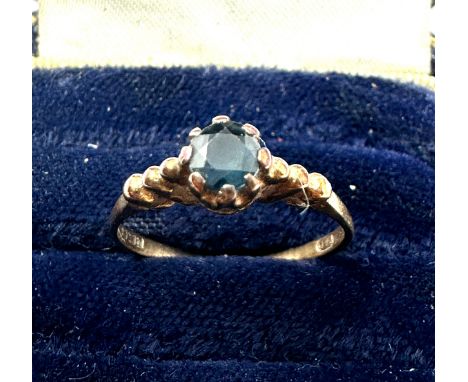 9ct Gold Vintage Sapphire Set Solitaire Ring (1.4g)