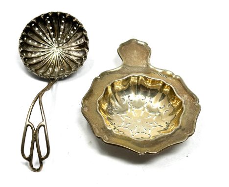 2 Antique / Vintage Hallmarked  Silver tea strainer and Spoon
