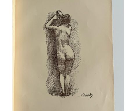 Antique original lithograph on Marais wove paper of a Nude Study after French artist Pierre Puvis de Chavannes' Etude, publis