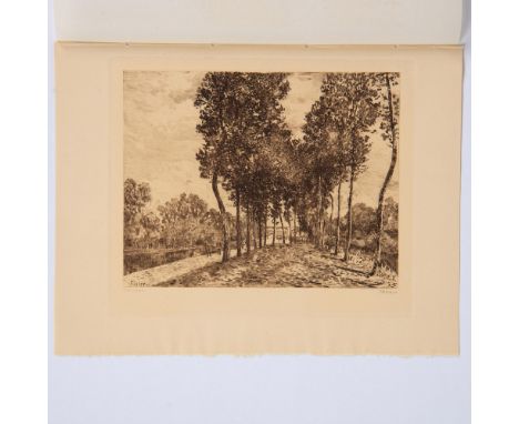 Antique etching on wove paper entitled Bords du Loing after French artist Alfred Sisleys original painting. Engraved by Pierr