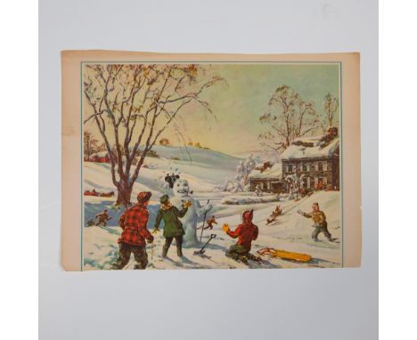 Vintage print on paper by American artist Carl Ivar Gilbert, renowned for his work in landscape, still life, urban scenes, In