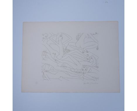 An original etching on Arches paper entitled Dancing Nudes II by American-Colombian artist Knox Martin. Artists signature in 