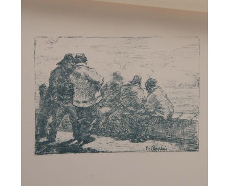 Antique lithograph on Marais wove paper entitled Mathurins after French painter Eugene Louis Boudin for the rare limited edit