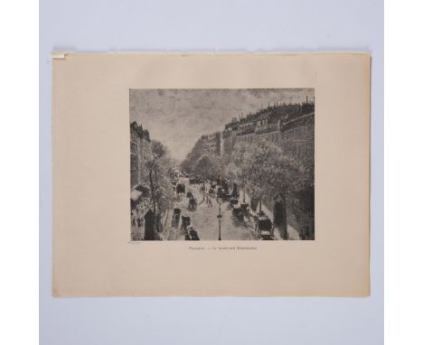 Antique engraving on Japan paper entitled Le Boulevard Montmarte, after Danish-French Impressionist artist Camille Pissarros 