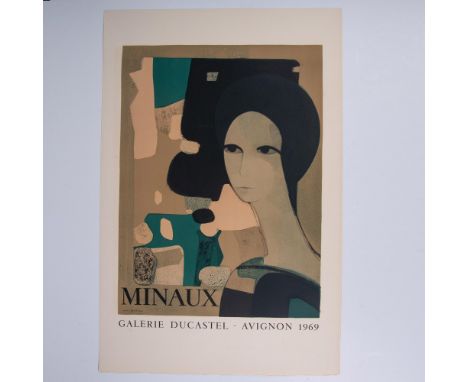 Rarely offered original color lithograph on wove paper featuring Andre Minaux's Avignonnaise (The Woman from Avignon) for his