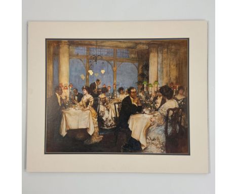 A large color lithograph on heavy paper applied to board, after an original oil painting by Albert Chevallier Tayler titled E