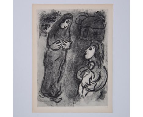 Large double-sided heliogravures on Velin dArches paper featuring Birth of Issac and Agar the servant of Sarah, after Marc Ch