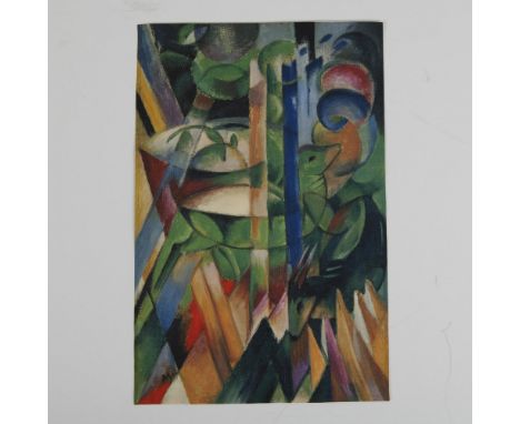 A color offset lithograph on paper titled The Little Mountain Goats after Franz Marc's 1914 original oil painting. Signature 