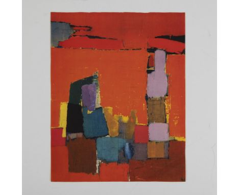 An color print on paper after Nicolas de Stael's original painting titled On The Beach. Signature on lower right corner. Arti