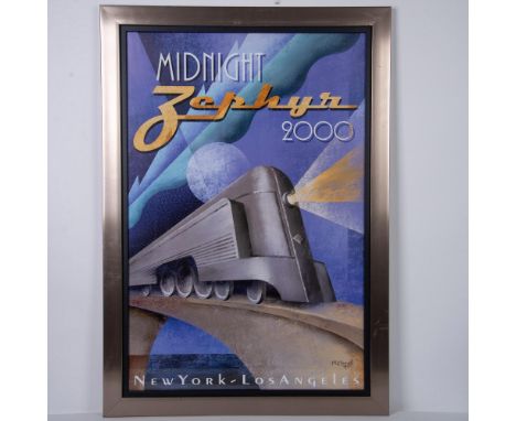 Art Deco style digital printed poster on 100# cover coated paper by Contemporary artist Michael Kungl. Midnight Zephyr 2000 N