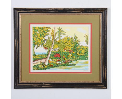 An original serigraph in colors on paper by Jamaican artist Lloyd Van Pitterson. Artists Proof in graphite on lower left: A/P