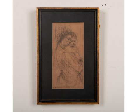Original lithograph on paper by American artist Edna Hibel from her 1965 Mother and Child Portfolio series of eight lithograp