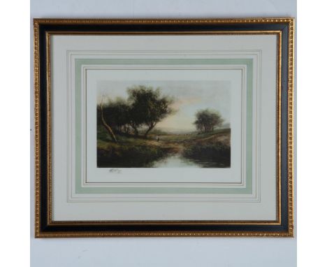 Finely colored original lithograph on laid paper after French Barbizon School leader Camille Corot's original painting. Stamp