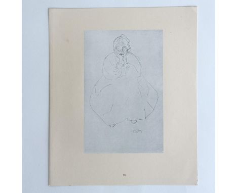 Antique original Art Nouveau collotype on thick laid paper featuring a woman with her face in her hands after Vienna Secessio