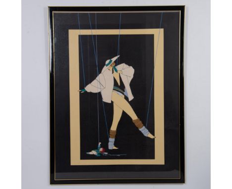 Sisters is a large Art Deco color style silkscreen on paper by Argentinian artist Acevedo Rafael. He represents a sexy woman 