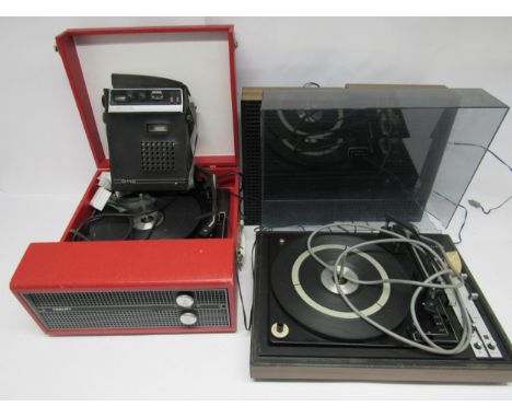 A vintage Fidelity portable record player, Alba turntable and speakers (lid cracked) and a portable tape recorder (3) 