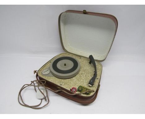 A vintage Baird portable record player in leather case 