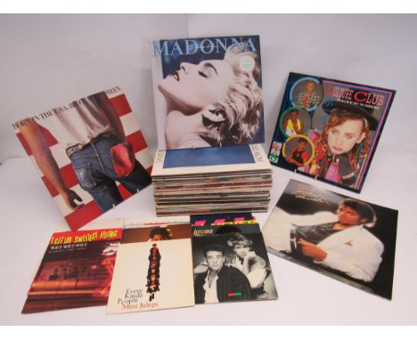 A collection of predominantly 1980s Rock and Pop LPs including Bruce Springsteen, Shalamar, Roxy Music, Michael Jackson, Mado