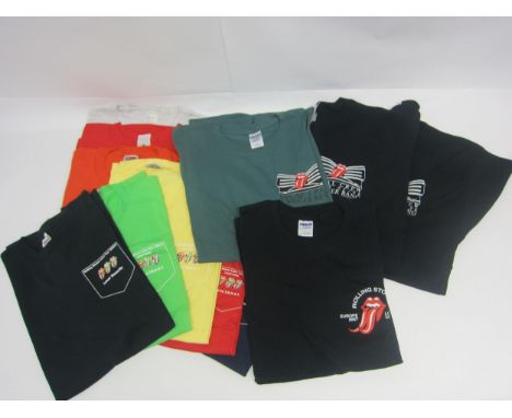 Twelve Rolling Stones crew issued tour t-shirts to include 2002/3 'Licks' tour (x8), 2005/6 'A Bigger Bang Tour' (x3) and 200