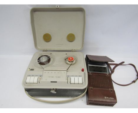 A Grundig TK18 reel to reel tape recorder and a Bell &amp; Howell portable cassette tape recorder (2) 