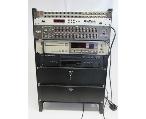 A collection of rack mounting studio equipment to include Tascam CD-RW5000 CD Rewritable Recorder, Tascam CD-200 CD player, T