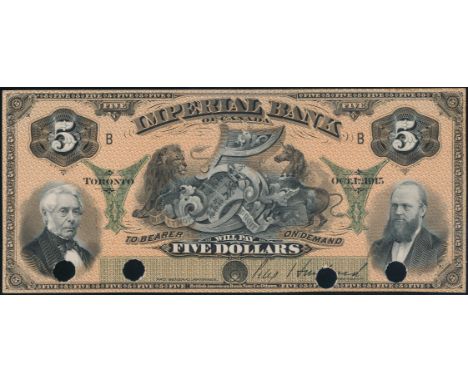 THE IMPERIAL BANK OF CANADA.  $5.00.  Oct. 1, 1915.  CH-375-16-02P.  Plate letter 'B'.  A full colour Face Proof on card.  Fo