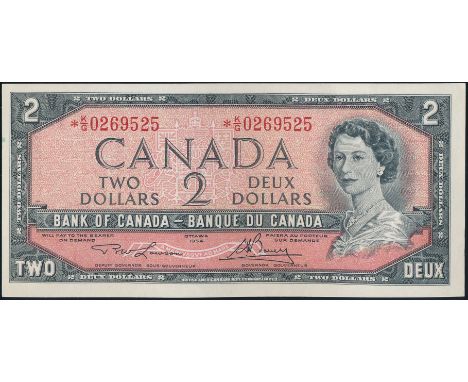 $2.00.  1954 Issue.  BC-38dA.  No. *K/G0269525.  Lawson-Bouey.  Unc.