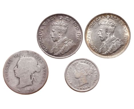 1880-H.  ICCS VG-10. Light toning;  1889.  ICCS A.Good-3.  Light toning;  1911,  1936.  Both Very Fine-20 or better.  Both wi