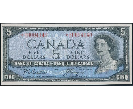 $5.00.  1954 Issue.  BC-39a-iA.  No. *R/C0004140.  Beattie-Coyne.  Modified.  Unc.