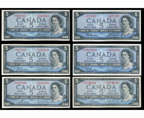 $5.00.  1954 Issue.  BC-39a.  No. K/C9515031.  Beattie-Coyne.  Modified.  Extra Fine;  $5.00.  1954 Issue.  BC-39a-i.  No. V/