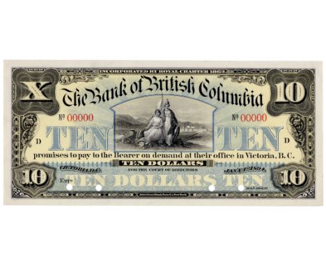 THE BANK OF BRITISH COLUMBIA.  $10.00.  Jan. 1, 1894.  CH-50-16-04P.  A full colour Face Proof on thin paper.  Serial number 