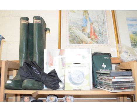 Hunter wellies, a vegetable spiraliser, an outdoor barometer, various CD's etc