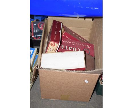 One box of sewing and needlework supplies, vintage projector etc