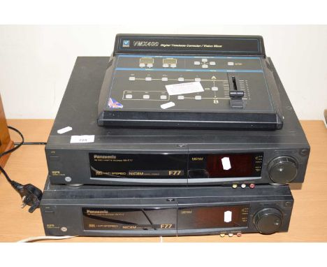 Panasonic VHS player (2) together with a digital time base corrector/vision mixer
