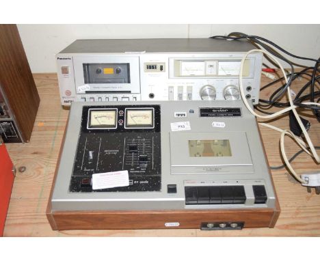Vintage Sharp stereo cassette deck together with Panasonic similar