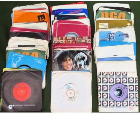 Various 45RPM singles including David Bowie, T Rex, Kate Bush, Ringo Starr, Alice Cooper, The Sweet, Michael Jackson, Blondie