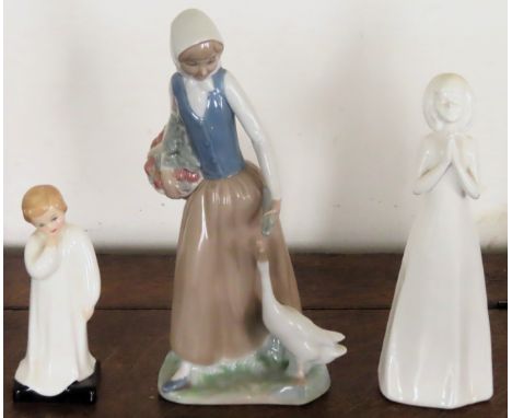Two Royal Doulton glazed ceramic figures, plus Nao glazed ceramic figure All in used condition, unchecked