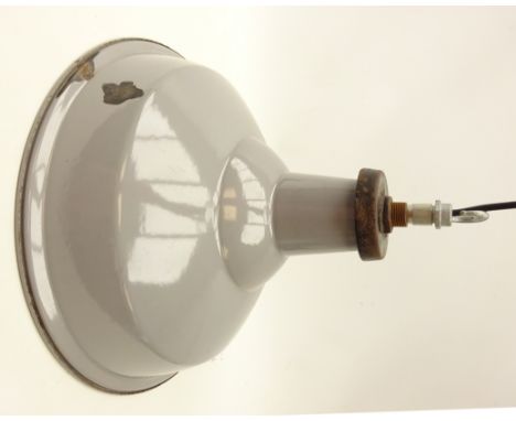 Industrial 'Benjamin' style grey enamel light fitting, D43cm Condition Report Click here for further images, condition, aucti