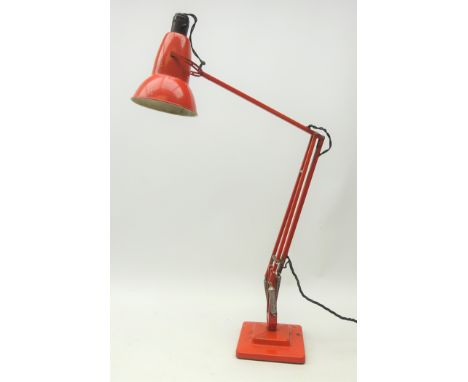 Herbert Terry & Sons Anglepoise orange finish lamp, on stepped base  Condition Report Click here for further images, conditio