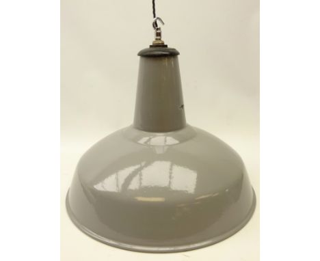 Industrial Benjamin type grey enamel centre light fitting, D45cm  Condition Report Click here for further images, condition, 