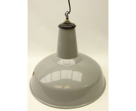 Industrial Benjamin type grey enamel centre light fitting, D45cm  Condition Report Click here for further images, condition, 