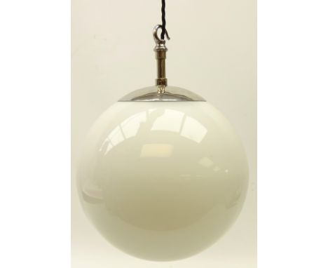 Globular opaque glass light fitting with chrome fitting, H25cm Condition Report Click here for further images, condition, auc