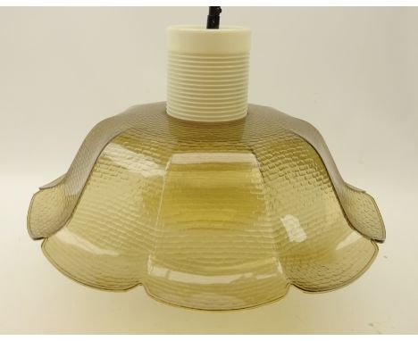 1960s centre light fitting with textured flower head shaped shade, D44cm Condition Report Click here for further images, cond