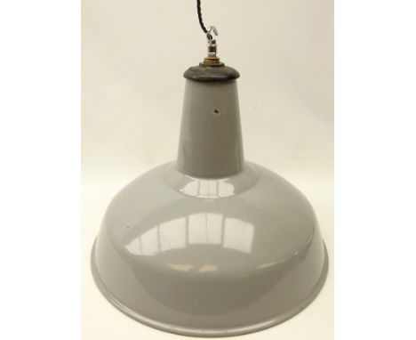 Industrial Benjamin type grey enamel centre light fitting, D45cm  Condition Report Click here for further images, condition, 