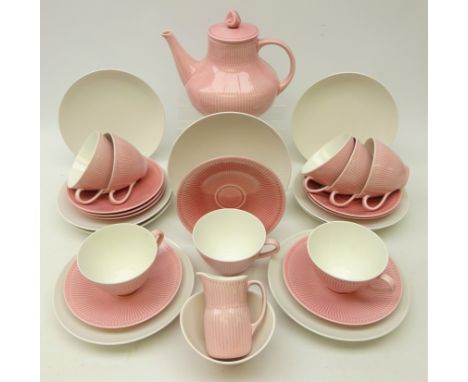 1950's Rorstrand 'Rosmarin' tea service designed by Hertha Bengtson, for eight persons (28) Condition Report Teapot - small a