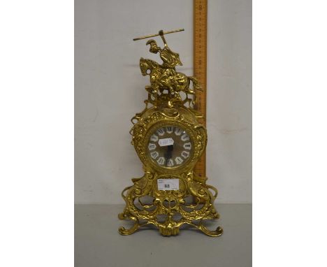 Modern brass cased mantel clock, quartz movement